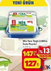 MİS TAM YAĞLI 3 DİLİM İNEK PEYNİRİ 525 G MİS TAM YAĞLI 3 DİLİM İNEK PEYNİRİ 525 G